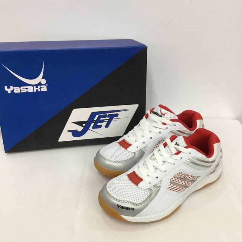 ヤサカ YASAKA カジュアルシューズ カジュアルシューズ E200 ジェット インパクト 卓球シューズ JET IMPACT 24.0cm 無地 白 / ホワイト / X 赤 / レッド / レディース USED 古着 中古 10125434