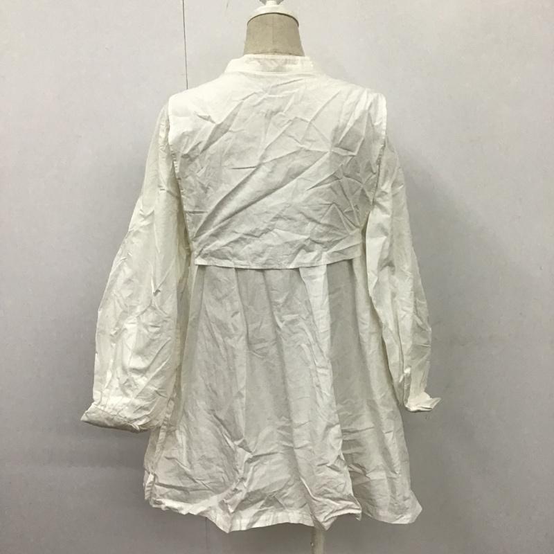 アルシーヴ archives シャツ、ブラウス 長袖 ar211007 65 ペプラム付きコットンブラウス 長袖シャツ ノーカラーシャツ M 無地 白 / ホワイト / レディース USED 古着 中古 10105950