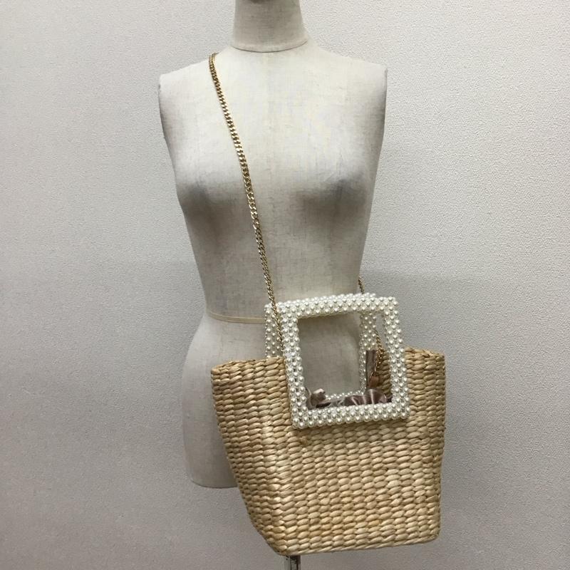 ザラ ZARA ハンドバッグ ハンドバッグ 6632 510 111 かごバッグ パール ショルダー 2WAY 無地 ベージュ / ベージュ / レディース USED 古着 中古 10116445