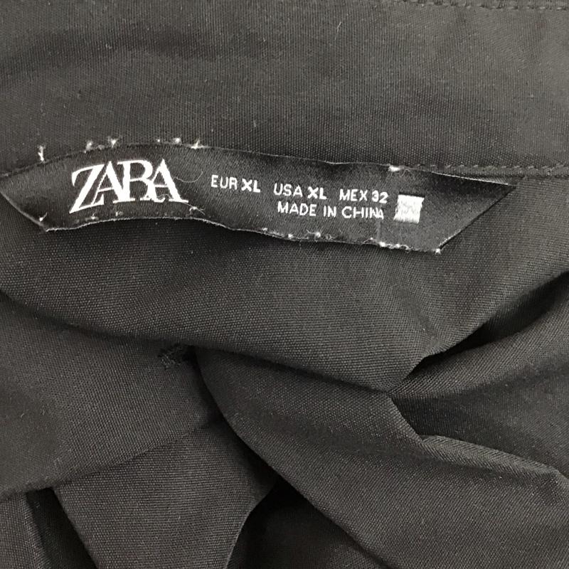 ザラ ZARA シャツ、ブラウス 長袖 8351 249 800 シャーリング XL 無地 黒 / ブラック / レディース USED 古着 中古 10112047