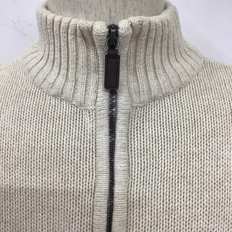 チャップス CHAPS ニット、セーター 長袖 長袖ニットカットソー ニット セーター ジップアップネックニット M ロゴ、文字 白 / ホワイト / メンズ USED 古着 中古 10124846