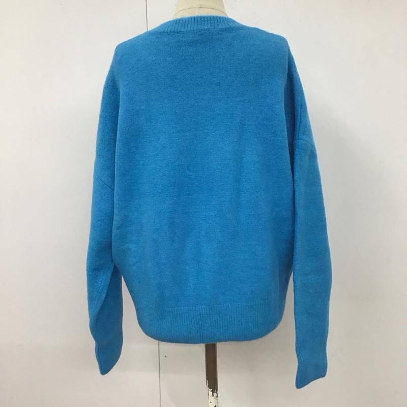 ザラ ZARA ニット、セーター 長袖 長袖ニットカットソー ニット セーター クルーネックニット M 無地 青 / ブルー /  レディース USED 古着 中古 10110453