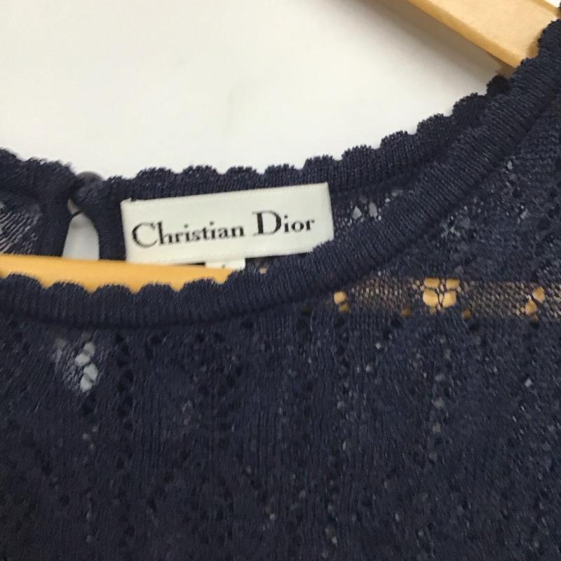 クリスチャンディオール Christian Dior カットソー 半袖 L 無地 紺 / ネイビー / レディース USED 古着 中古 10131120