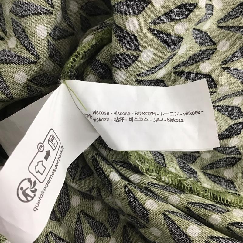 ザラ ZARA シャツ、ブラウス 長袖 1971 162 069 レトロ柄 L 総柄 カーキ / カーキ / X 黒 / ブラック / X 白 / ホワイト / レディース USED 古着 中古 10129183