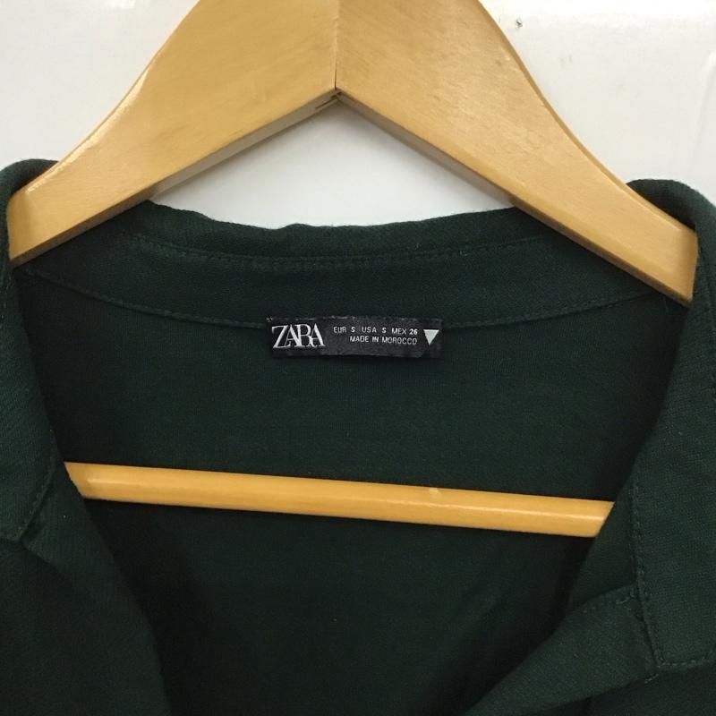ザラ ZARA カットソー 長袖 長袖カットソー 無地カットソー ショート丈 S 無地 緑 / グリーン / レディース USED 古着 中古 10129728