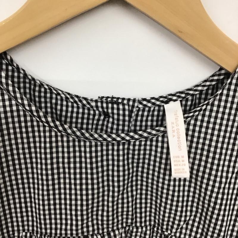ザラ ZARA カットソー 半袖 半袖カットソー チェックシャツ クルーネックシャツ M チェック 白 / ホワイト / X 黒 / ブラック / レディース USED 古着 中古 10132109