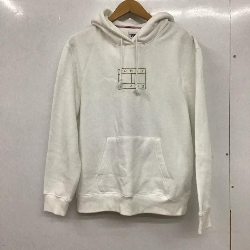 トミー ジーンズ TOMMY JEANS パーカー 長袖 M プリント X ロゴ、文字 白 / ホワイト / レディース USED 古着 中古 10139523