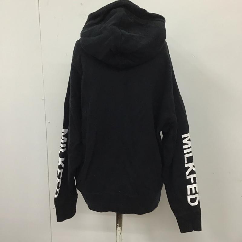 ミルクフェド MILKFED. パーカー 長袖 03174216 プルオーバー スウェット 裏起毛 ロゴ、文字 黒 / ブラック / レディース USED 古着 中古 10112025