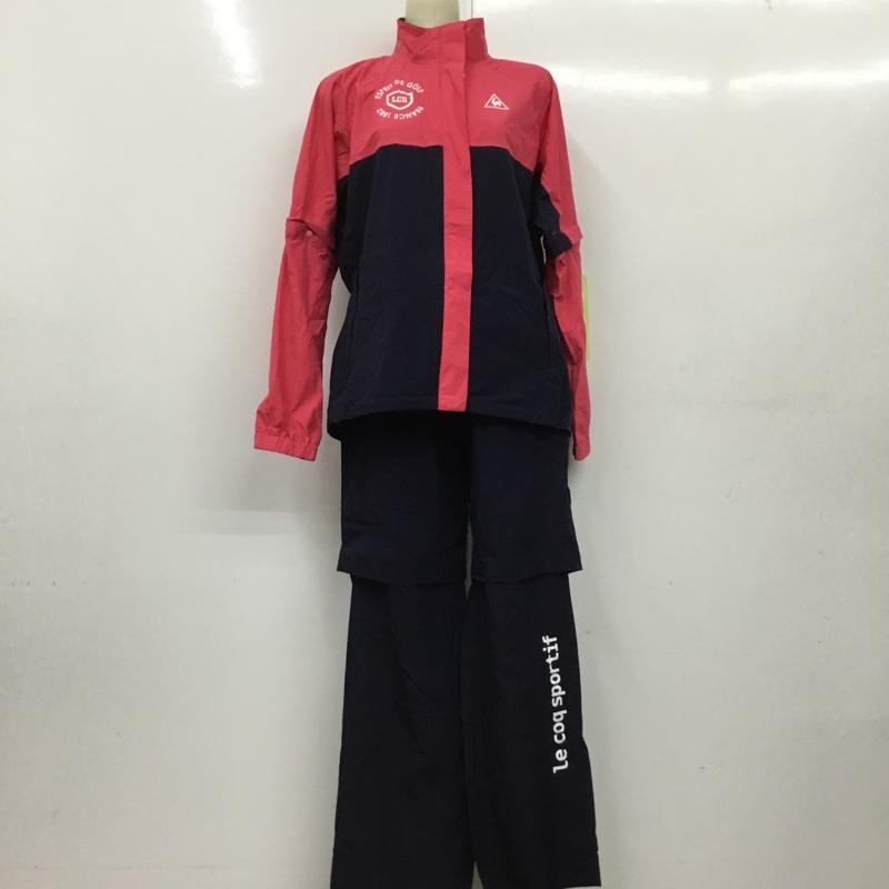 ルコックスポルティフ le coq sportif ウェア ウェア QGWNJH00W レインウエア ゴルフ 上下セット ジャケット パンツ LL ロゴ、文字 桃 / ピンク / X 紺 / ネイビー / レディース USED 古着 中古 10135535