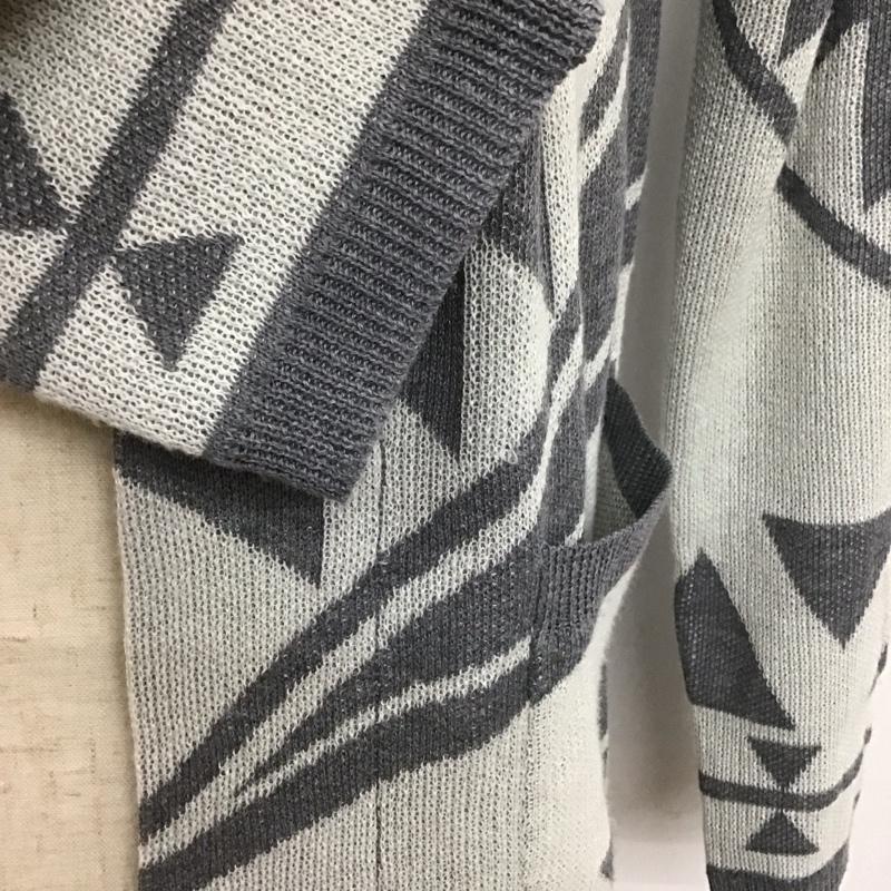 ベイフロー BAYFLOW カーディガン 長袖 長袖カーディガン フード付き ニット リブニット 前ボタン 2 プリント 灰 / グレー / メンズ USED 古着 中古 10116641