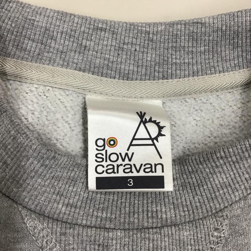 ゴースローキャラバン go slow caravan トレーナー 長袖 392603 ピーチキモウボアヒゲトレーナー スウェット 3 プリント 灰 / グレー /  メンズ USED 古着 中古 10117064