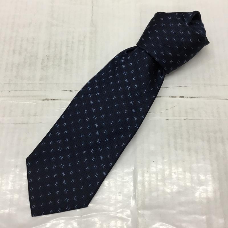 フェンディ FENDI ネクタイ ネクタイ シルク 総柄 紺 / ネイビー / メンズ USED 古着 中古 10119931