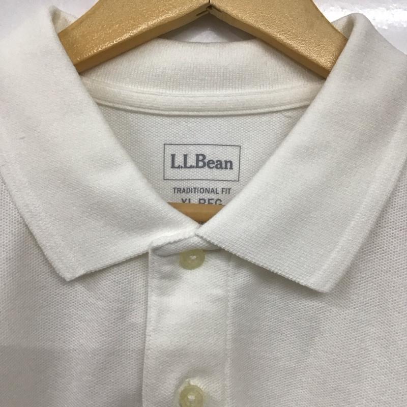 エルエルビーン L.L.Bean ポロシャツ 半袖 半袖ポロシャツ カラーシャツ 半袖カットソー XL ロゴ、文字 白 / ホワイト / メンズ USED 古着 中古 10132905
