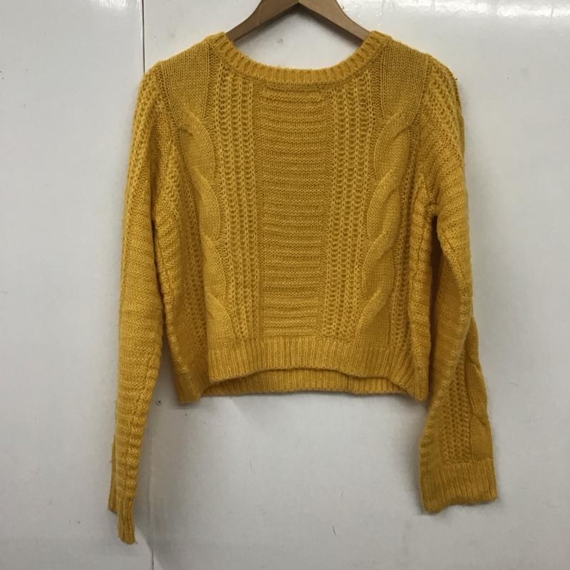 セシルマクビー CECIL McBEE ニット、セーター 長袖 長袖ニットカットソー ニット セーター クルーネックニット M 無地 黄 / イエロー / レディース USED 古着 中古 10117905