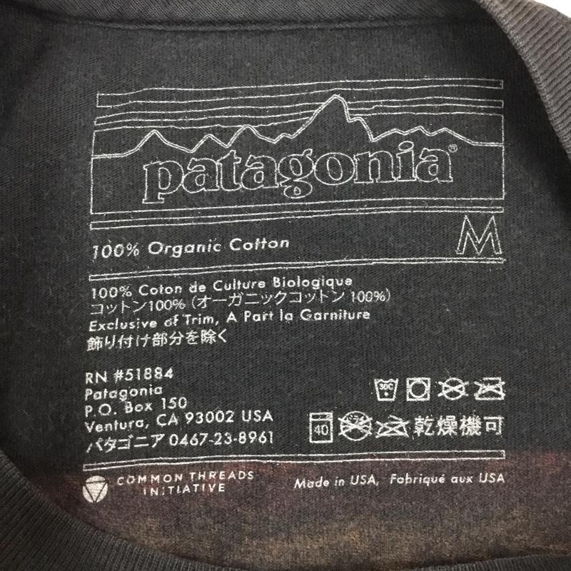 パタゴニア patagonia Tシャツ 半袖 半袖カットソー プリントTシャツ クルーネックカットソー M ロゴ、文字 黒 / ブラック / メンズ USED 古着 中古 10116711