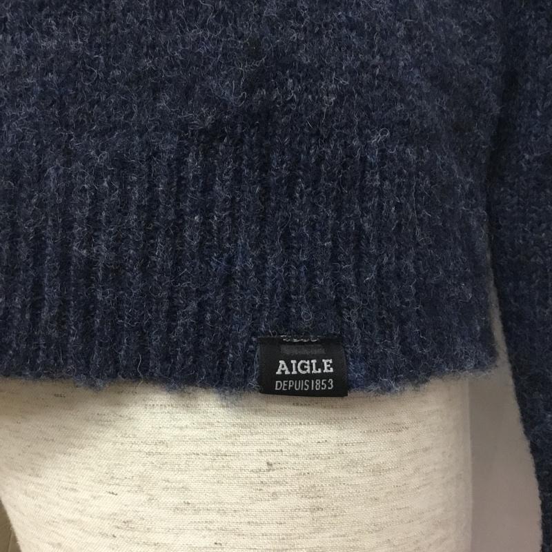 エーグル AIGLE ニット、セーター 長袖 長袖ニットカットソー ニット セーター クルーネックニット M 無地 紺 / ネイビー /  メンズ USED 古着 中古 10113331