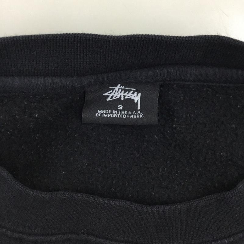 ステューシー STUSSY トレーナー 長袖 長袖トレーナー スウェット クルーネック リブスウェットカットソー S ロゴ、文字 黒 / ブラック / メンズ USED 古着 中古 10112316