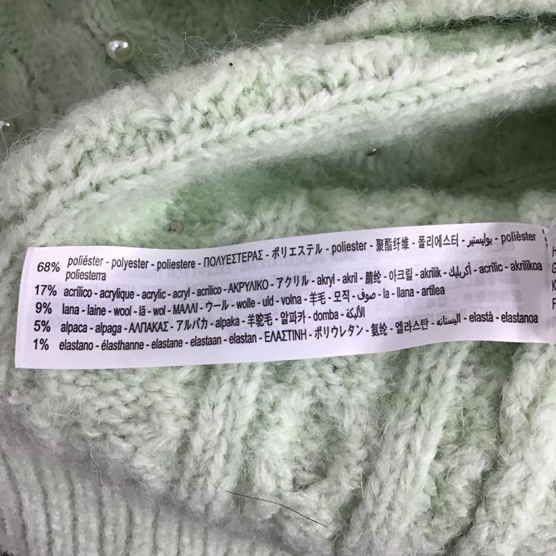 ザラ ZARA ニット、セーター 半袖 9598 184 526 パール パフスリーブ M 薄緑 / ライトグリーン / レディース USED 古着 中古 10124989
