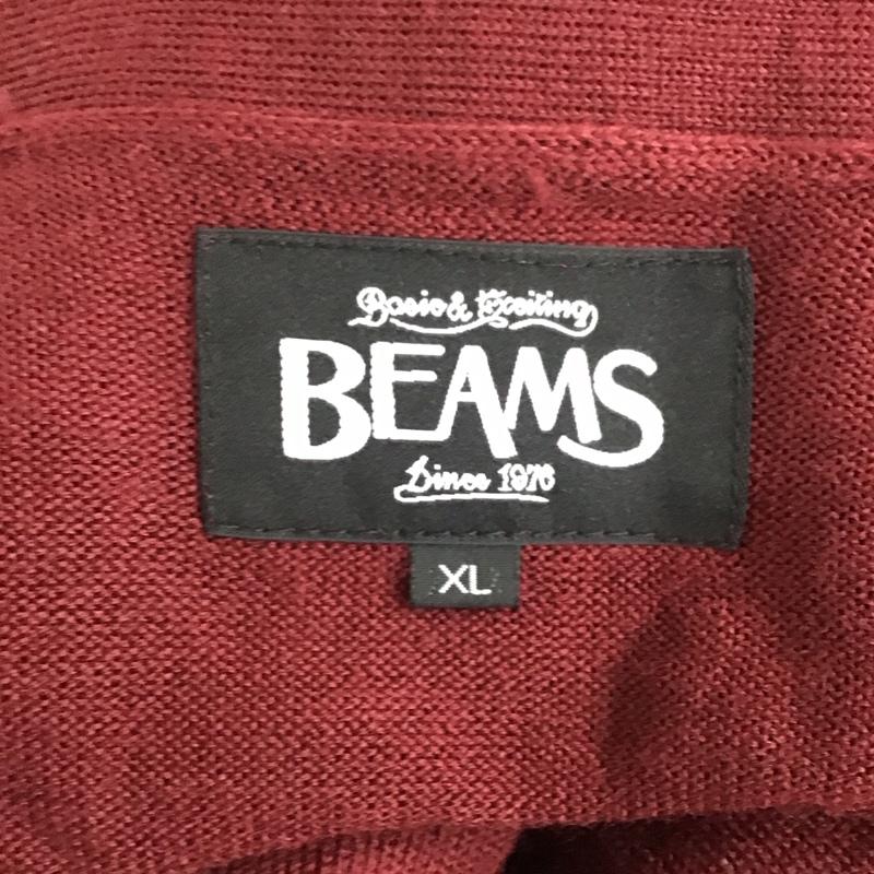 ビームス BEAMS カーディガン 長袖 11-15-0542-048 Vネック XL 無地 えんじ / ワインレッド / メンズ USED 古着 中古 10118113