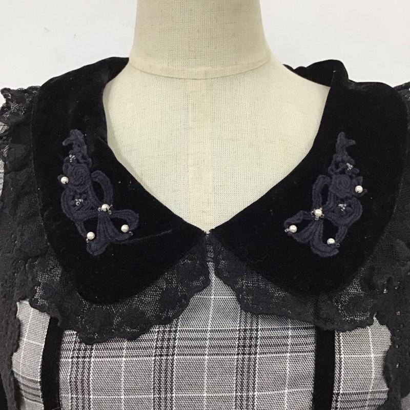 アクシーズファム axes femme ワンピース ひざ丈スカート 長袖ワンピース フレアワンピース ウエスト切り替えワンピース M チェック 黒 / ブラック / X 灰 / グレー / レディース USED 古着 中古 10118248
