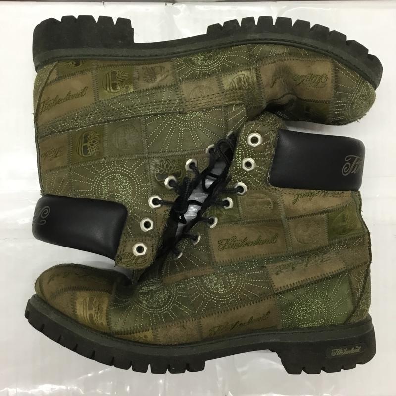 ティンバーランド Timberland ブーツ ショートブーツ 11565 パッチワーク 10W 総柄 カーキ / カーキ / X 黒 / ブラック / メンズ USED 古着 中古 10108436