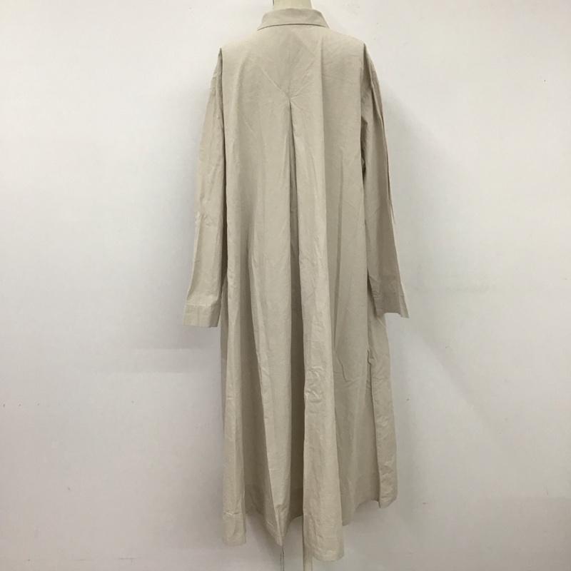 ひより HIYORI シャツワンピース 長袖 AM-0294 ロング丈 FREE 無地 ベージュ / ベージュ / レディース USED 古着 中古 10111554
