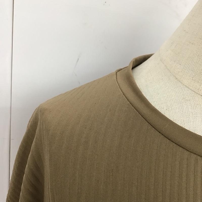 ザラ ZARA カットソー 半袖 プリーツ リブ S 無地 茶 / ブラウン /  レディース USED 古着 中古 10113488
