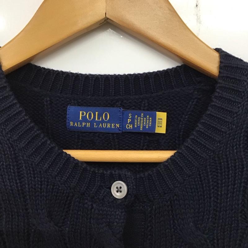 ポロラルフローレン POLO RALPH LAUREN カーディガン 長袖 長袖ニットカーディガン 前ボタン ノーカラー S 無地 紺 / ネイビー / レディース USED 古着 中古 10135105