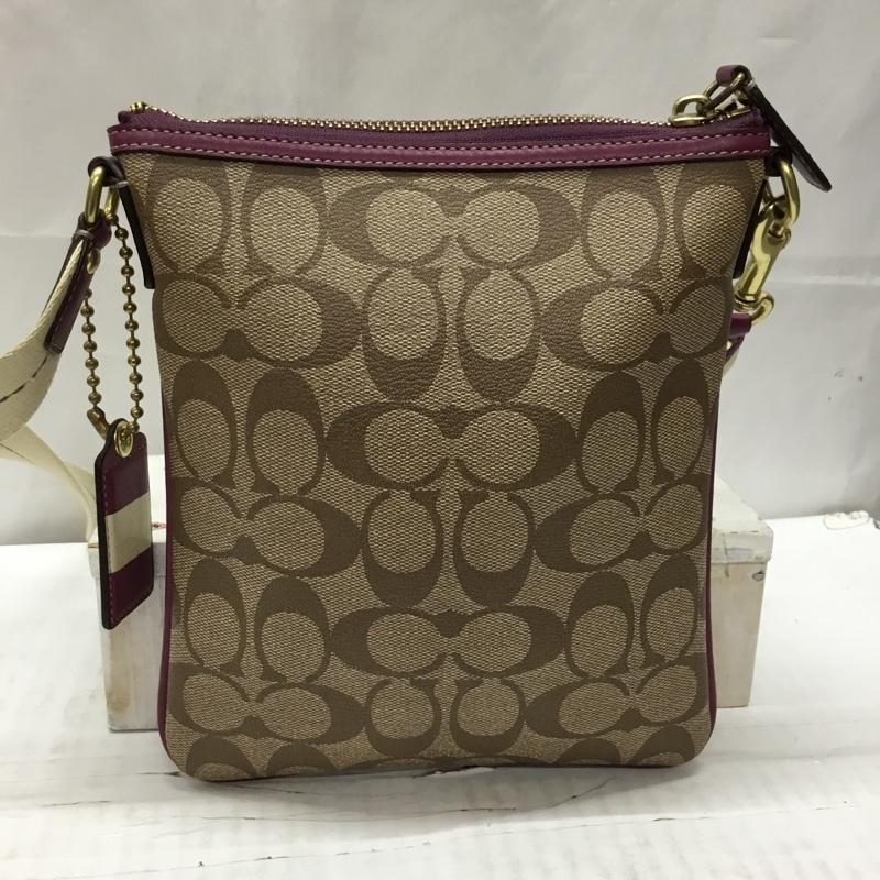 コーチ COACH ショルダーバッグ ショルダーバッグ 41664 シグネチャー ロゴ、文字 ベージュ / ベージュ / X 紫 / パープル / レディース USED 古着 中古 10110063