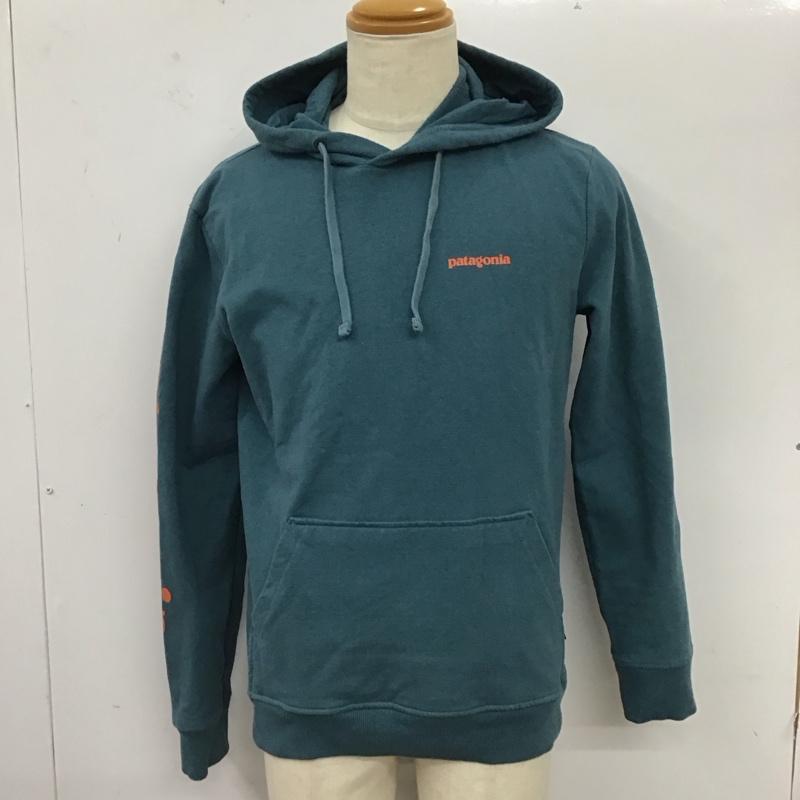 パタゴニア patagonia パーカー 長袖 長袖パーカー フード付きパーカー プリントスウェット トレーナー S ロゴ、文字 青 / ブルー /  メンズ USED 古着 中古 10119523