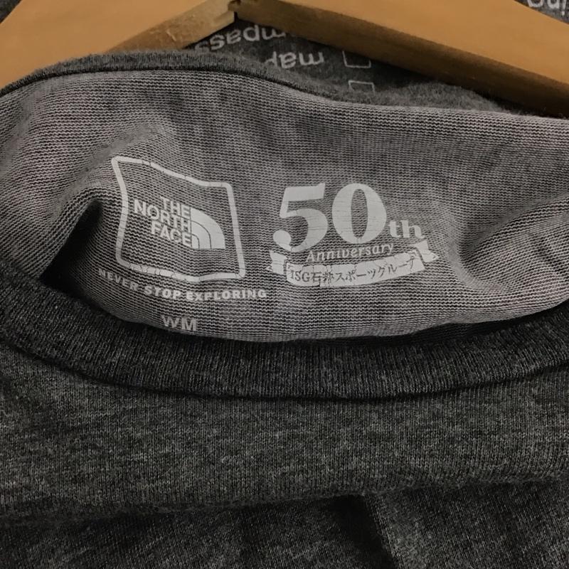 ザノースフェイス THE NORTH FACE Tシャツ 半袖 NT31450I 石井スポーツグループ50th Anniversary コラボレーションTシャツ M プリント X ロゴ、文字 灰 / グレー / レディース USED 古着 中古 10139345