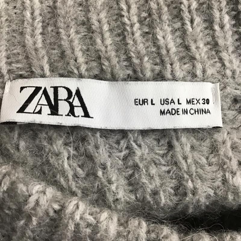 ザラ ZARA ニット、セーター 長袖 長袖ニットカットソー クルーネック セーター L 無地 灰 / グレー / レディース USED 古着 中古 10125988