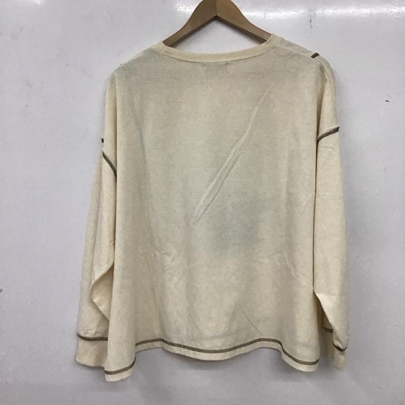 サマンサモスモス Samansa Mos2 カットソー 長袖 kow-1213082 ロゴ刺繍カットソー 長袖カットソー プリントカットソー クルーネック FREE ロゴ、文字 オフホワイト / オフホワイト / レディース USED 古着 中古 10136280