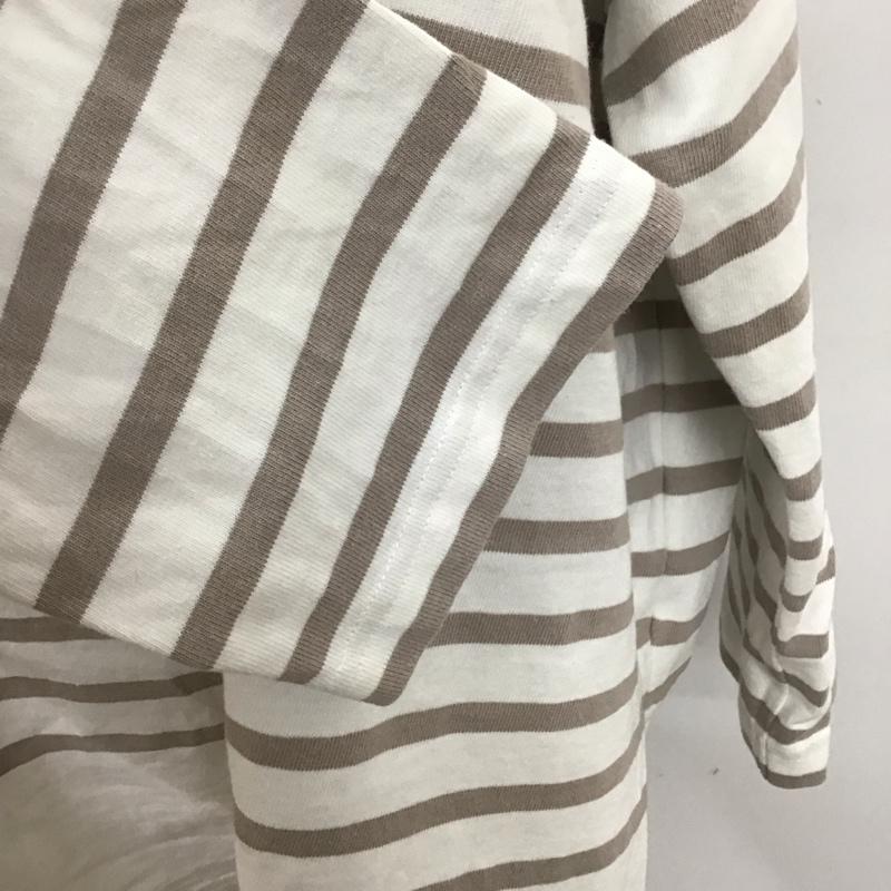 サマンサモスモスブルー Samansa Mos2 blue Tシャツ 七分袖 FREE ボーダー柄 白 / ホワイト / X ベージュ / ベージュ / レディース USED 古着 中古 10121533