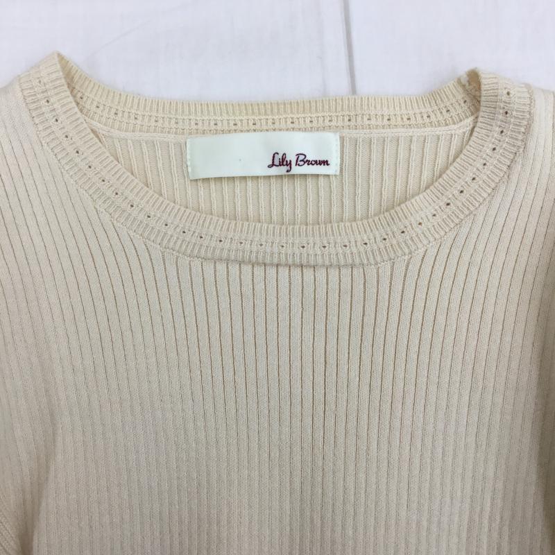 リリー ブラウン Lily Brown カットソー 半袖 ラッフルフリルニット FREE 無地 ベージュ / ベージュ / レディース USED 古着 中古 10135936