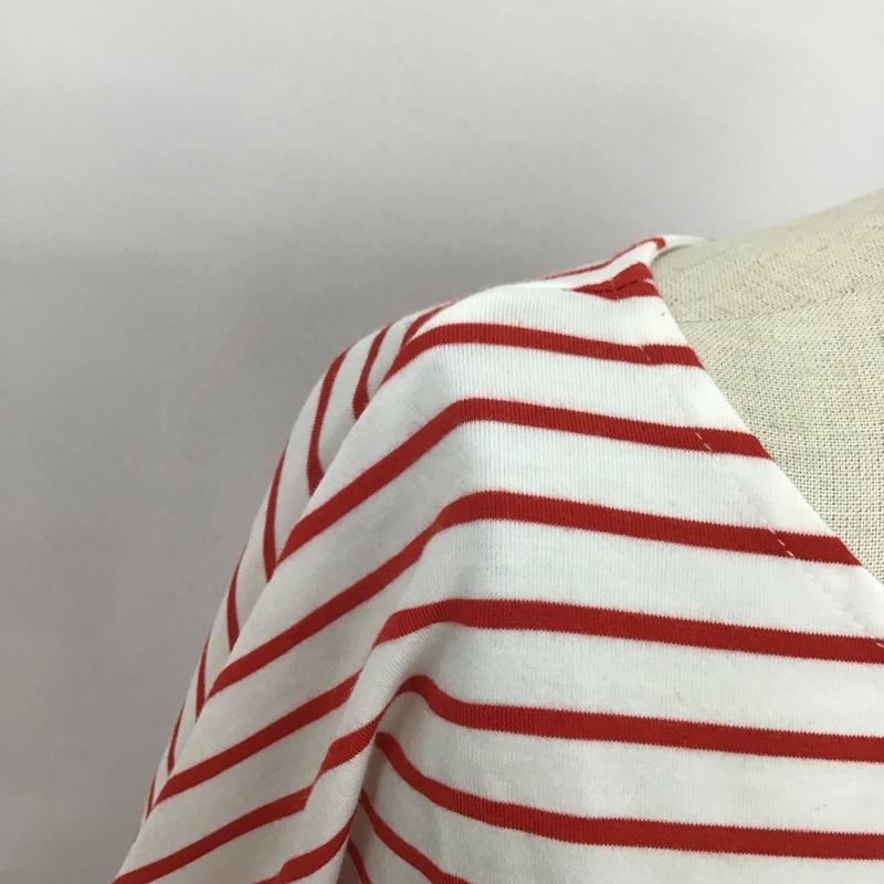サニーレーベルアーバンリサーチ Sonny Label URBAN RESEARCH Tシャツ 長袖 LA76-21J005 先染めボーダードルマンプルオーバー FREE ボーダー柄 白 / ホワイト / X 赤 / レッド / レディース USED 古着 中古 10106648