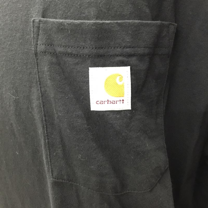 カーハート Carhartt カットソー 長袖 長袖カットソー クルーネックカットソー ロングスリーブカットソー プリントTシャツ L ロゴ、文字 黒 / ブラック /  メンズ USED 古着 中古 10112448