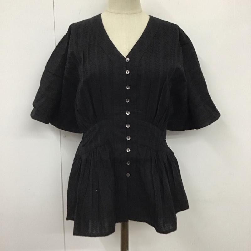 トラッゾドンナ Torrazzo Donna シャツ、ブラウス 半袖 85-3444 Vネック インド綿 タグ付き M 刺繍 黒 / ブラック / レディース USED 古着 中古 10123235