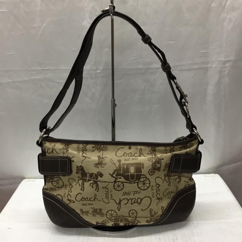 コーチ COACH ショルダーバッグ ショルダーバッグ F14442 馬車柄 ロゴ、文字 ベージュ / ベージュ / X 茶 / ブラウン / レディース USED 古着 中古 10108861