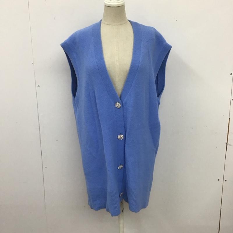 ザラ ZARA ベスト ベスト ニットベスト ノースリーブニット Vネック M 無地 青 / ブルー / レディース USED 古着 中古 10124753