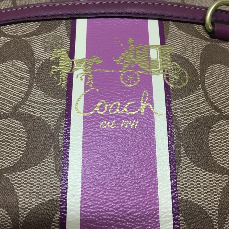 コーチ COACH ショルダーバッグ ショルダーバッグ 41664 シグネチャー ロゴ、文字 ベージュ / ベージュ / X 紫 / パープル / レディース USED 古着 中古 10110063