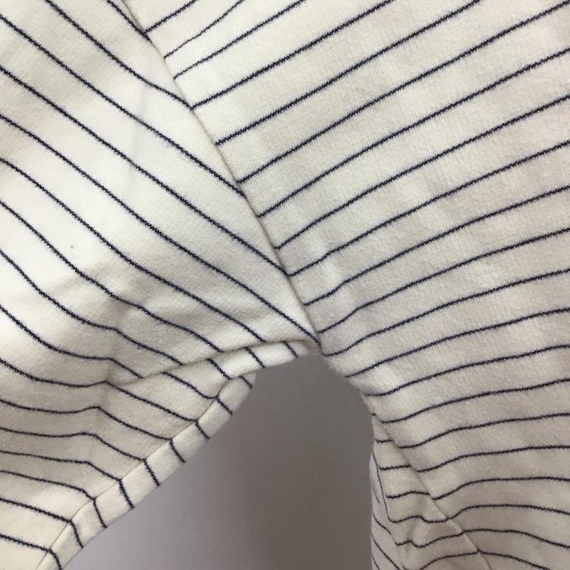 ラコステ LACOSTE カットソー 長袖 長袖カットソー クルーネックカットソー ロングスリーブカットソー ボーダー 38 ロゴ、文字 X ボーダー柄 白 / ホワイト /  レディース USED 古着 中古 10109951