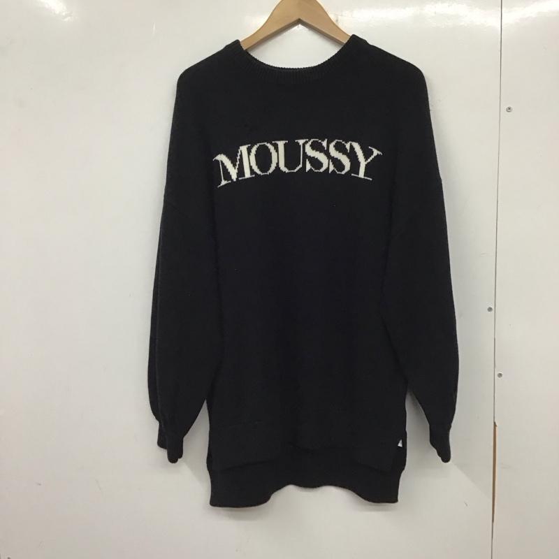 マウジー MOUSSY ニット、セーター 長袖 029EAA70-5060 クルーネック FREE ロゴ、文字 黒 / ブラック / レディース USED 古着 中古 10138687
