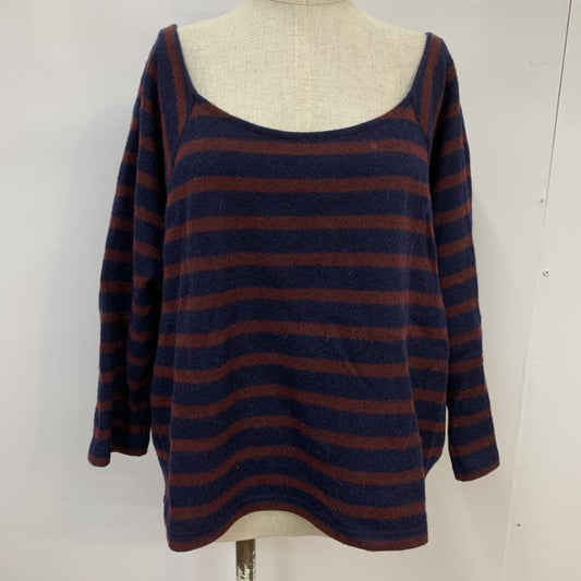 ジャーナルスタンダード JOURNAL STANDARD カットソー 長袖 ボーダー ボーダー柄 紺 / ネイビー / X えんじ / ワインレッド /  レディース USED 古着 中古 10042693