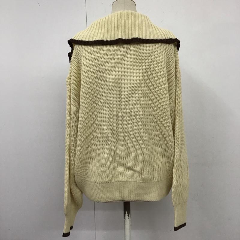 エヘカソポ ehka sopo ニット、セーター 長袖 1609359 ライン入り襟付ニット FREE 無地 アイボリー / アイボリー / X 茶 / ブラウン / レディース USED 古着 中古 10122841