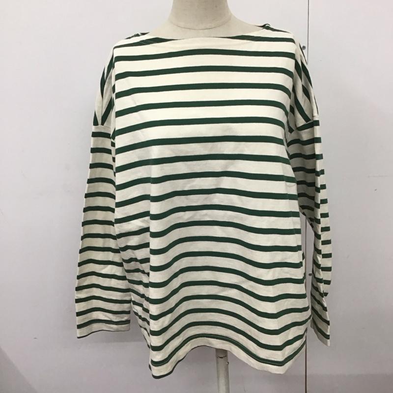ひより HIYORI カットソー 長袖 長袖カットソー クルーネックカットソー ロングスリーブカットソー ボーダーTシャツ FREE ボーダー柄 白 / ホワイト / X 緑 / グリーン / レディース USED 古着 中古 10124076