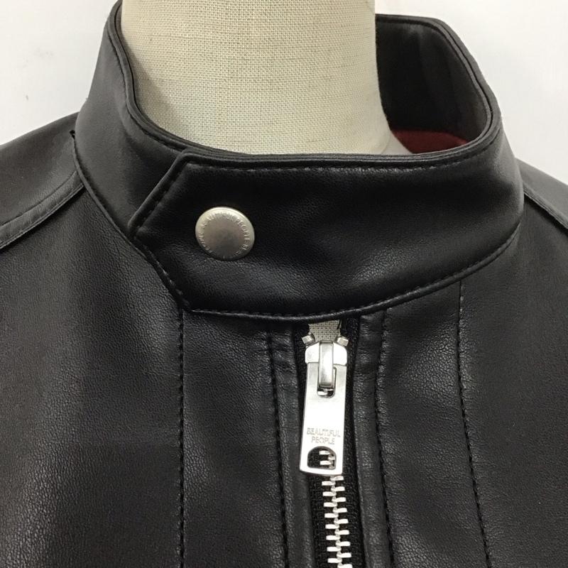ジーユー GU ジャケット、上着 ジャンパー、ブルゾン 211-346520 フェイクレザージャケット ジップアップジャケット beautifulpaople コラボ M 無地 黒 / ブラック / レディース USED 古着 中古 10107715