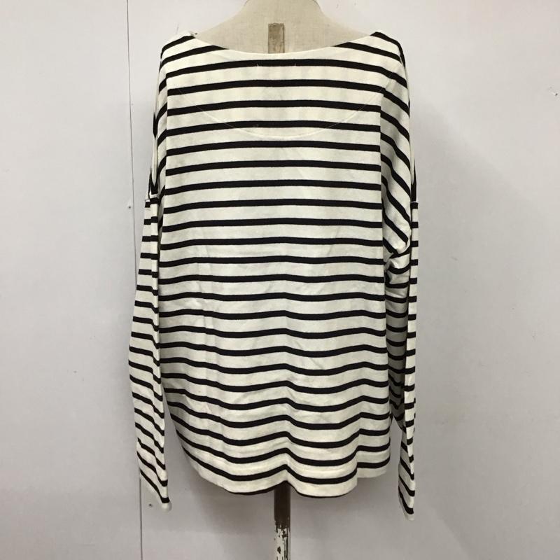 スタディオクリップ studio CLIP カットソー 長袖 長袖カットソー クルーネックカットソー ロングスリーブカットソー プリントTシャツ L ボーダー柄 白 / ホワイト / X 黒 / ブラック / レディース USED 古着 中古 10114333