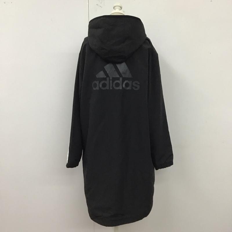 アディダス adidas ジャケット、上着 ジャケット、ブレザー HM7062 ベンチコート 裏フリース S ロゴ、文字 黒 / ブラック / X 白 / ホワイト / レディース USED 古着 中古 10122487