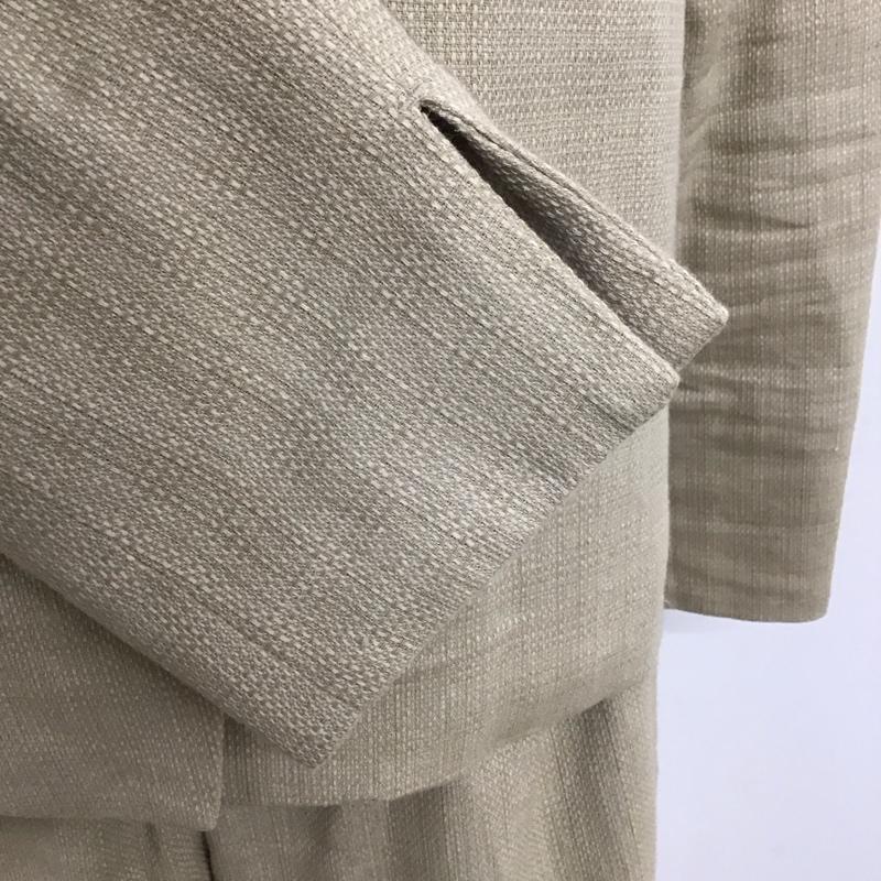 レプシィム LEPSIM セットアップ セットアップ lp070395sb リネン混ダブルノーカラージャケット ワイドパンツ 2点セット M 無地 ベージュ / ベージュ / レディース USED 古着 中古 10109530